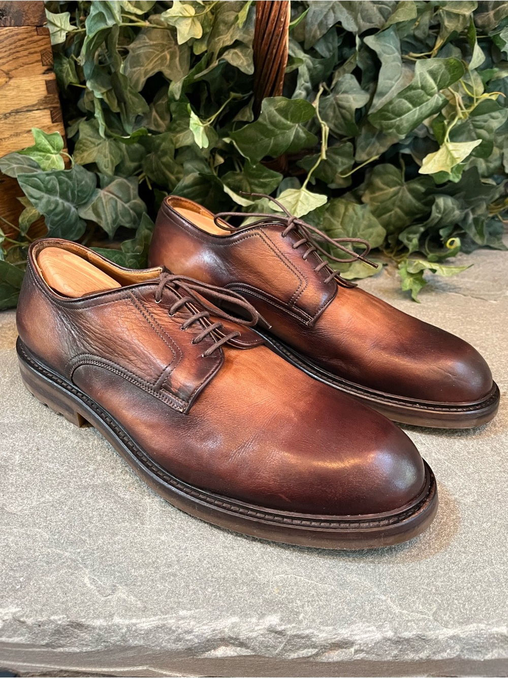 Magnanni Nogle Hand Dyed Lace Up Shoes Brown 24006 Men's Size US 10.5 EU43.5